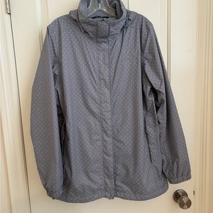 North Face Gray Polka Dot Rain Jacket